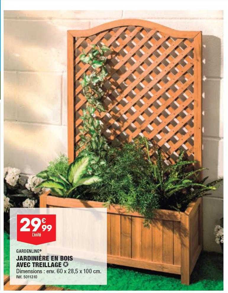 jardinière en bois avec treillage gardenline