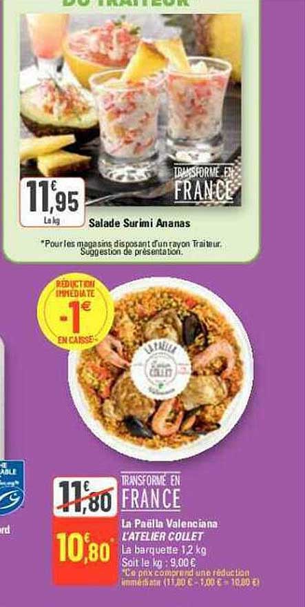 la paëlla valenciana l'atelier collet, salade surimi ananas