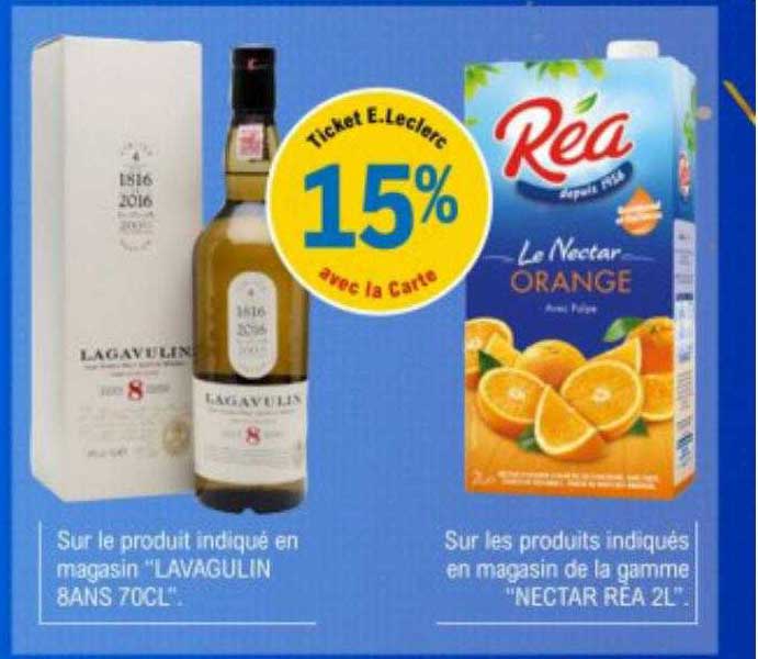 "lavagulin bans 70cl", la gamme "nectar rea 2l"