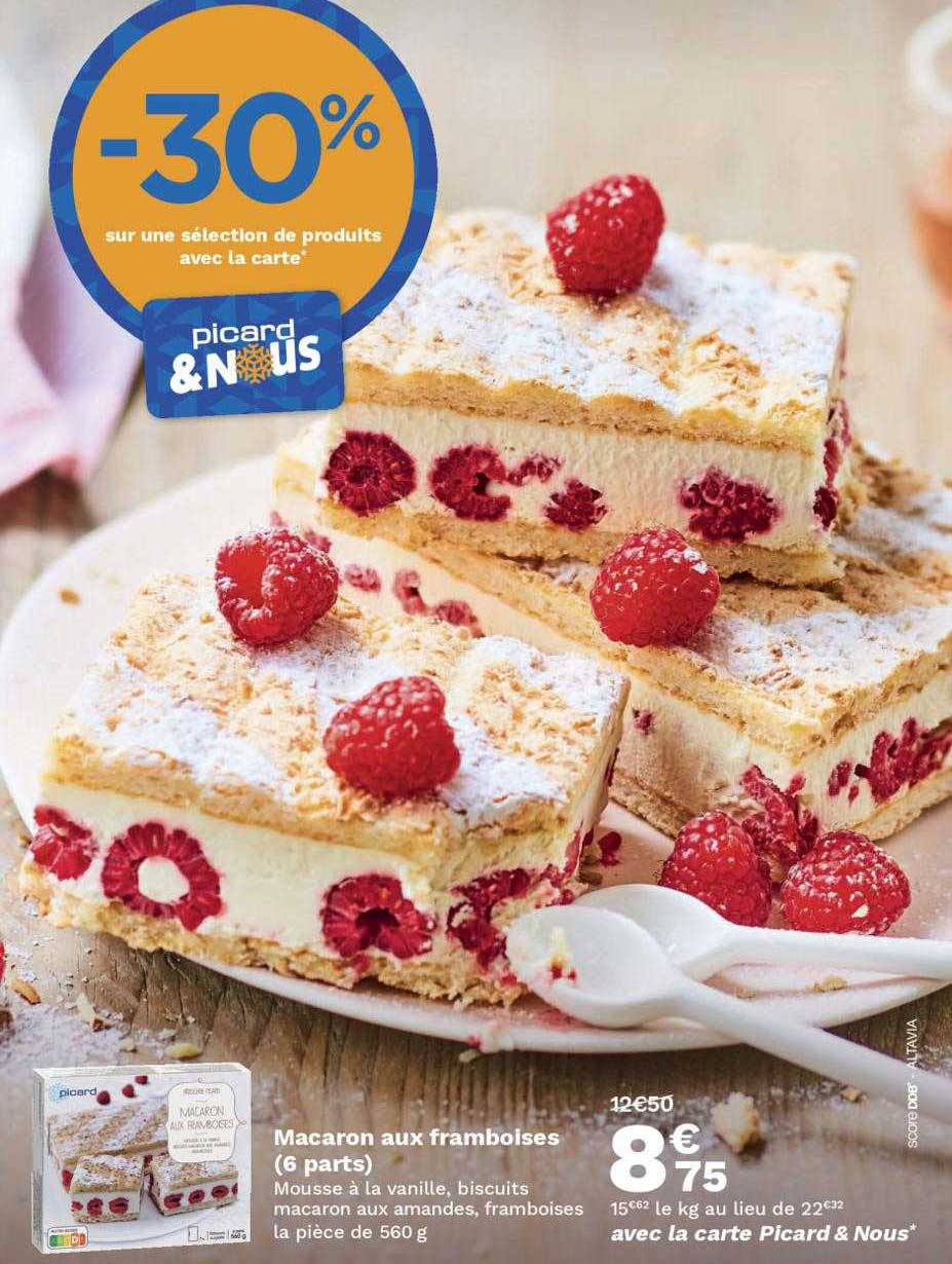 macaron aux framboises (6 parts) avec la carte picard & nous