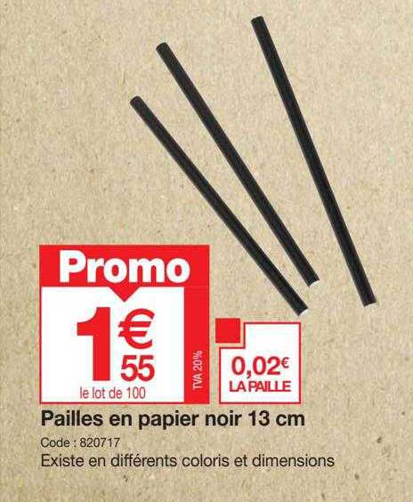 Pailles En Papier Noir 13 Cm