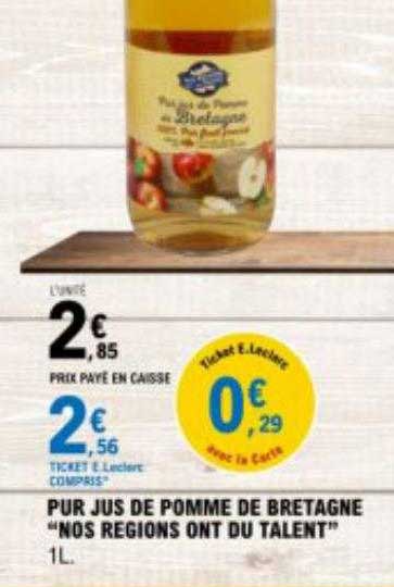 pur jus de pomme de bretagne "nos régions ont du talent"