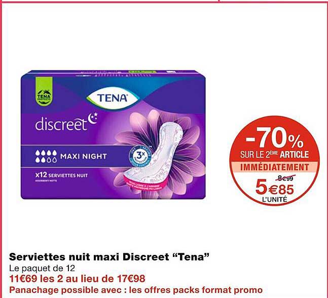 Serviettes Nuit Maxi Discreet "tena"