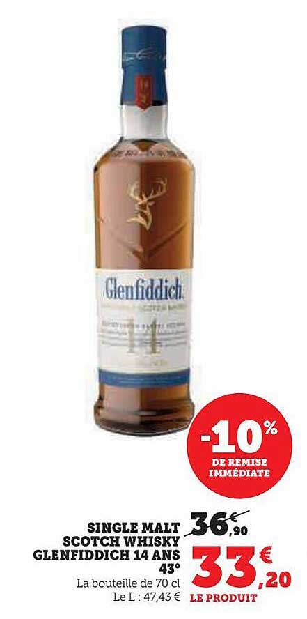 single malt scotch whisky glenfiddich 14 ans 43°
