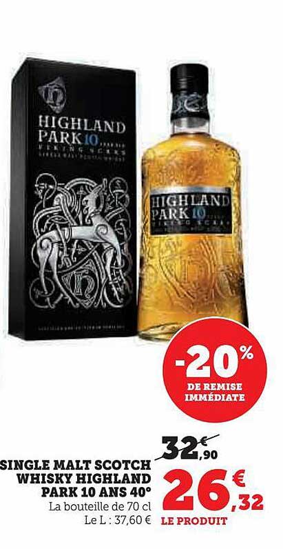 single malt scotch whisky highland park 10 ans 40°