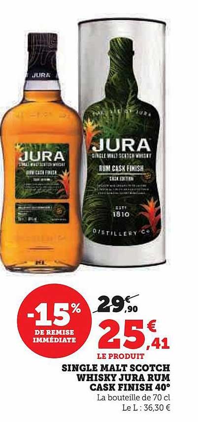 single malt scotch whisky jura rum cask finish 40°