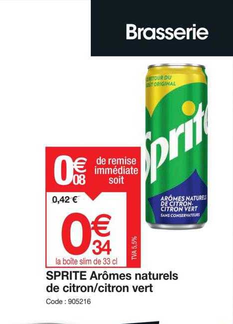 sprite arômes naturels de citron-citron vert