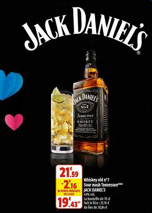 whiskey old n°7 sour mash tennessee jack daniel's