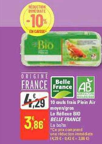 10 œufs frais plein air moyen-gros la réflexe bio belle france