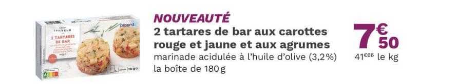 2 tartares de bar aux carottes rouge et jaune et aux agrumes