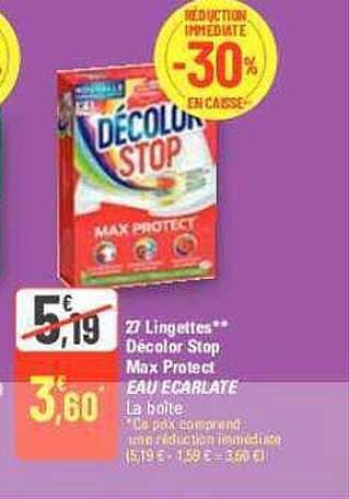27 lingettes décolor stop max protect eau écarlate
