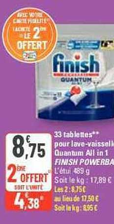 33 tablettes pour lave-vaisselle quantum all in 1 finish powerball