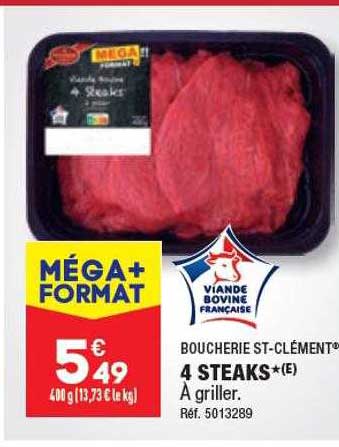 4 Steaks Boucherie St-clément