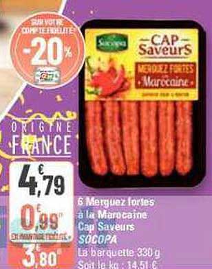 6 merguez fortes à la marocaine cap saveurs socopa