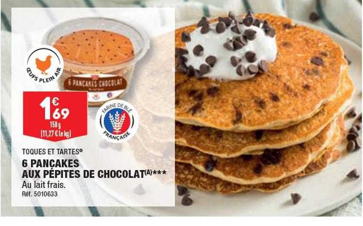 6 pancakes aux pépites de chocolat toques et tartes