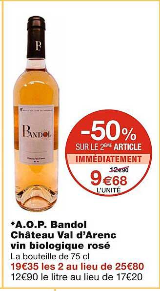 a.o.p. bandol château val d'arenc vin biologique rosé