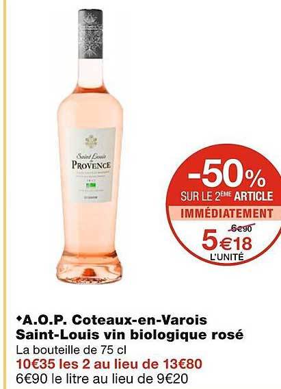 a.o.p. côteaux-en-varois saint-louis vin biologique rosé