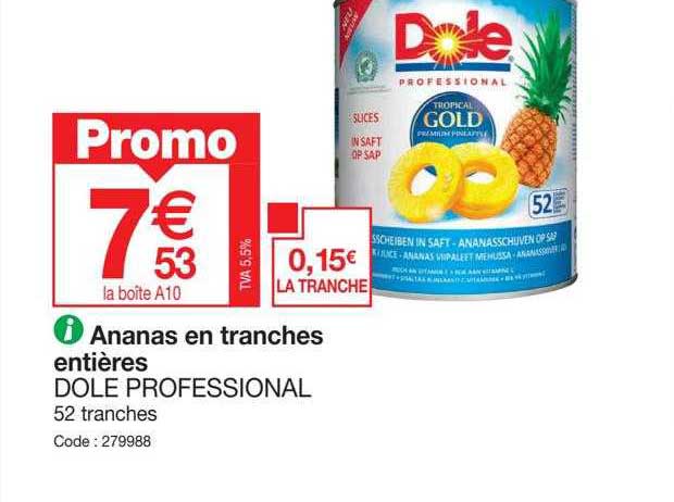 ananas en tranches entières dole professional