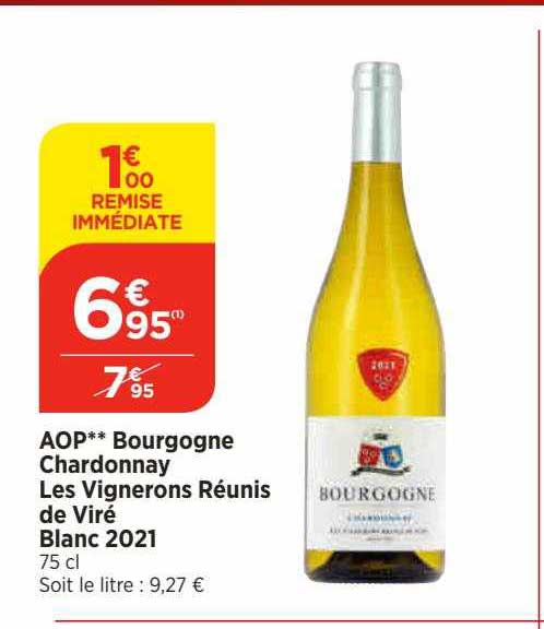 aop bourgogne chardonnay les vignerons réunis de viré blanc 2021