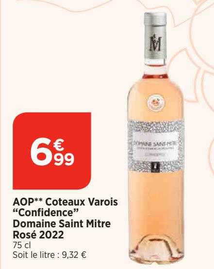 Aop Côteaux Varois "confidence" Domaine Saint Mitre Rosé 2022