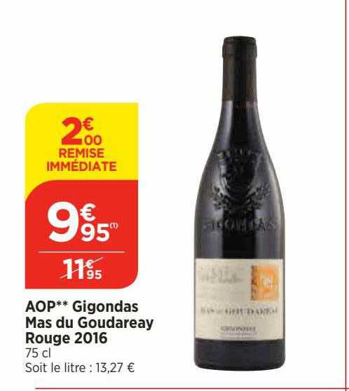 aop gigondas mas du goudareay rouge 2016