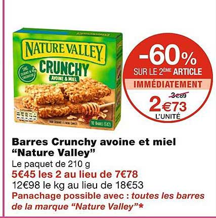 barres crunchy avoien et miel "nature valley"