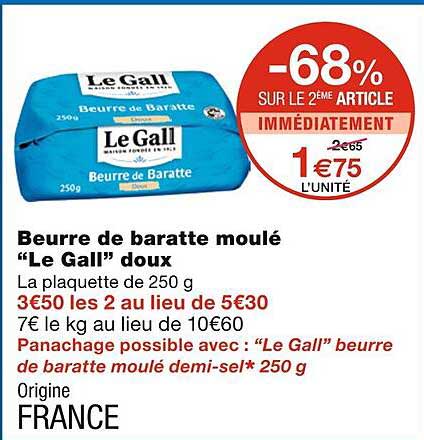 beurre de baratte moulé "le gall" doux