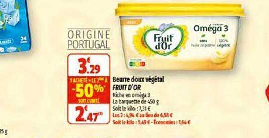 Beurre Doux Végétal Fruit D'or