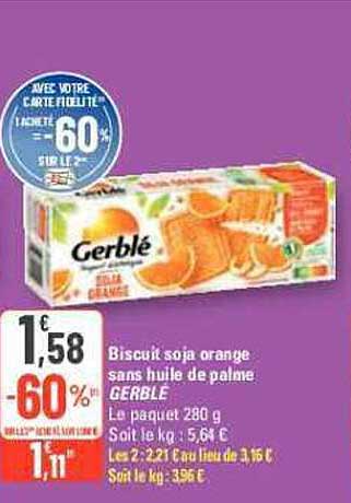 Biscuits Soja Orange Sans Huile De Palme Gerblé