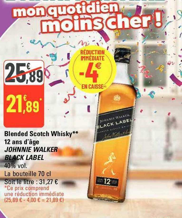 blended scotch whisky 12 ans d'âge johnnie walker black label