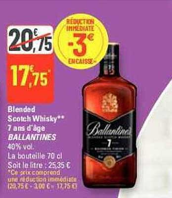 blended scotch whisky 7 ans d'âge ballantines