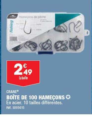 boîte de 100 hameçons crane
