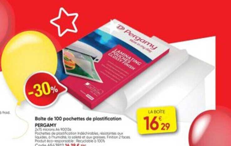 Boîte De 100 Pochettes De Plastification Pergamy