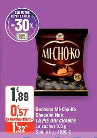 bonbons mi-cho-ko chocolat noir la pie qui chante