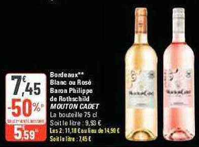 bordeaux blanc ou rosé baroa philippe de rothschild mouton cadet