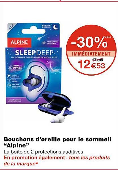 bouchons d'oreille pour le sommeil "alpine"