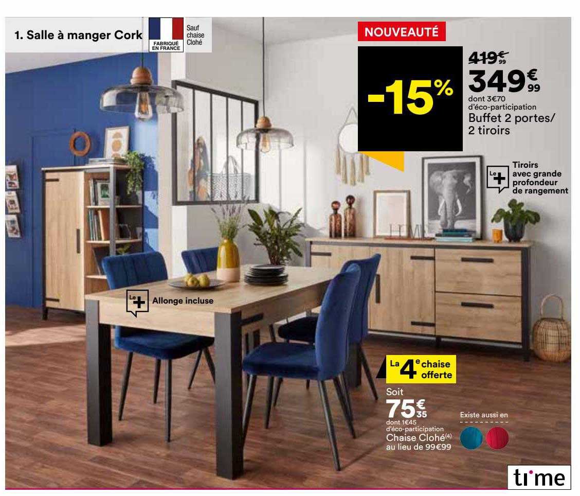 buffet 2 portes-2 tiroirs ti'me, chaise clohé ti'me