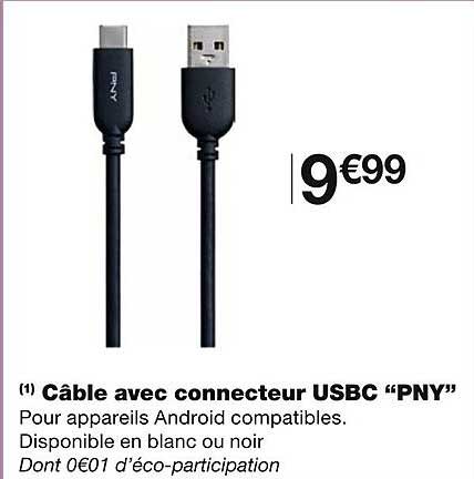 câble avec connecteur usbc "pny"