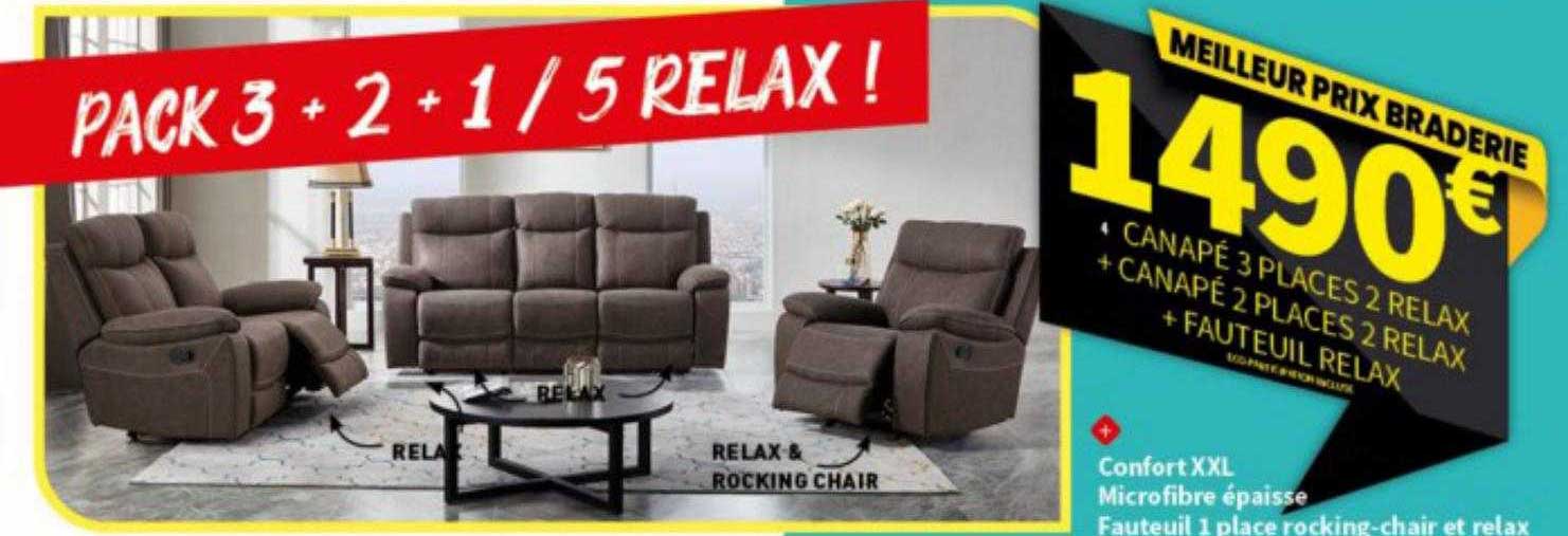 Canapé 3 Places 2 Relax + Canapé 2 Places 2 Relax + Fauteuil Relax