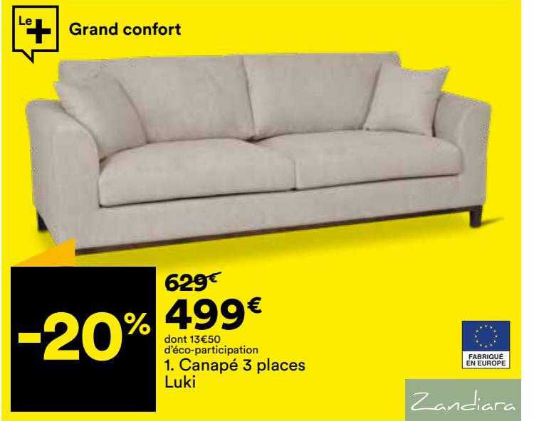 canapé 3 places luki zandiara