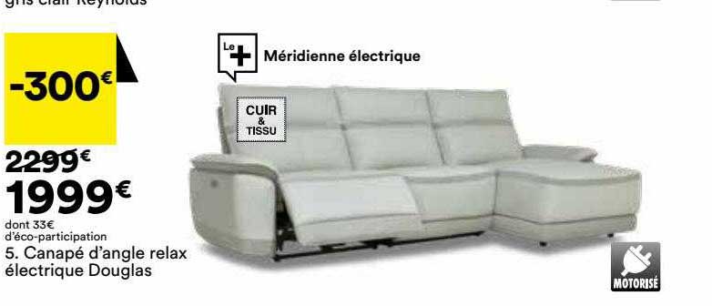 canapé d'angle relax électrique douglas