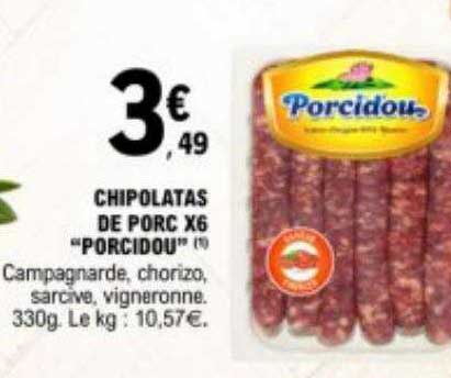 chipolatas de porc x 6 "porcidou"