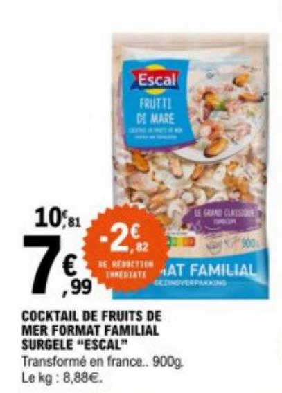 cocktail de fruits de mer format familial surgelé "escal"