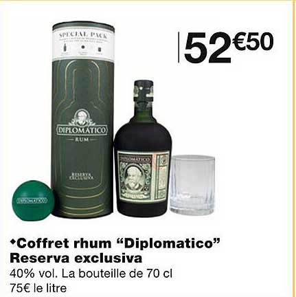 coffret rhum "diplomatico" reserva exclusiva