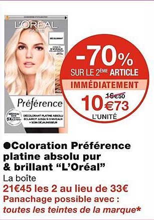 coloration préférence platine absolu pur & brillant "l'oréal"