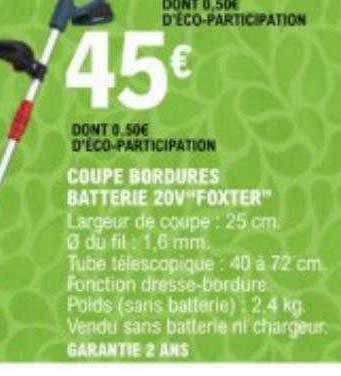 coupe bordures batterie 20v "foxter"