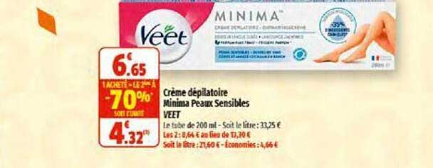 crème dépilatoire minima peaux sensibles veet