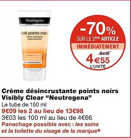 crème désincrustante points noirs visibly clear "neutrogena"