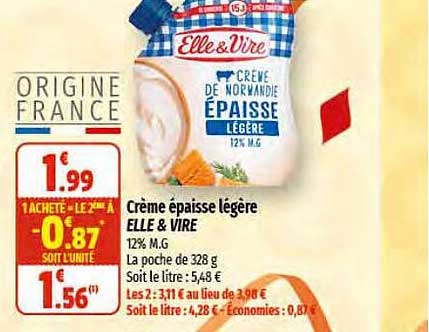Crème épaisse Légère Elle & Vire