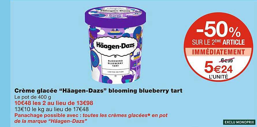 crème glacée "häagen-dazs" blooming blueberry tart